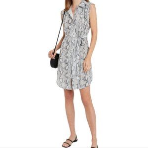 FRAME python print 100% silk sleeveless shirt dress mini with pockets
